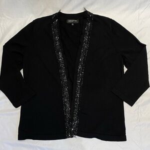 Jones New York Black Sparkle Trim Cardigan, size XL